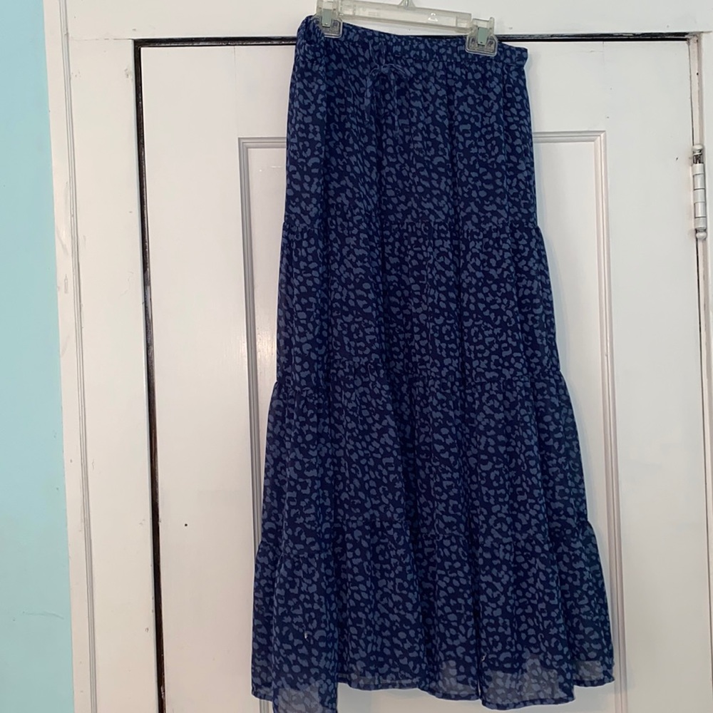 aerie leopard print tiered maxi skirt size L NWT